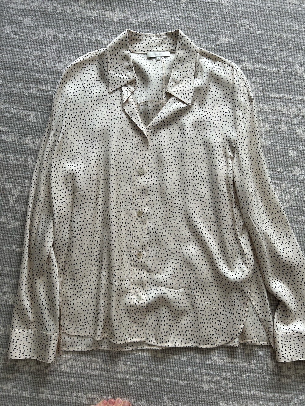 Vince Cream Shirt with Black Polka Dots